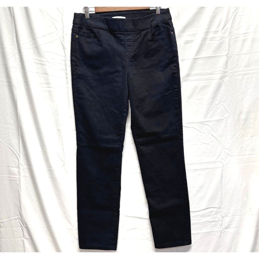 Liz Claiborne Amber Mid-Rise Straight Elastic Pull On Pants Black Size 10 Career